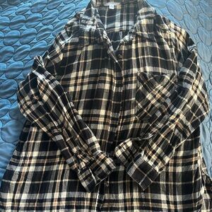 Time and Tru Black and Tan Plaid Shirt